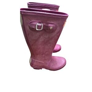 Hunter Youth Purple Adjustable Waterproof Rubber Rain Boots Size 2